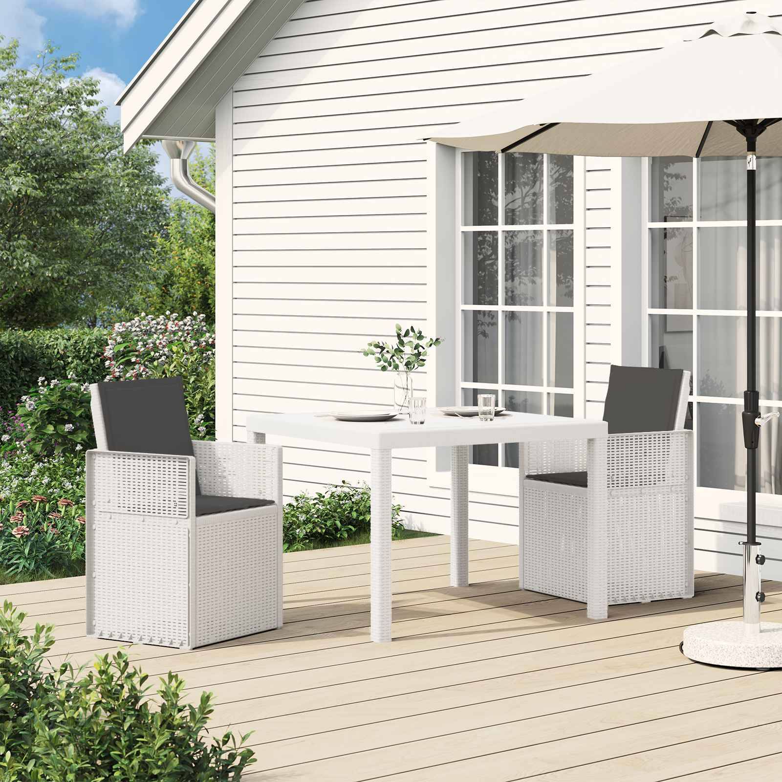 Vidaxl - Ensemble de salle à manger pour jardin 3 pcs-Salons de jardin Blanc et anthracite - Image 1