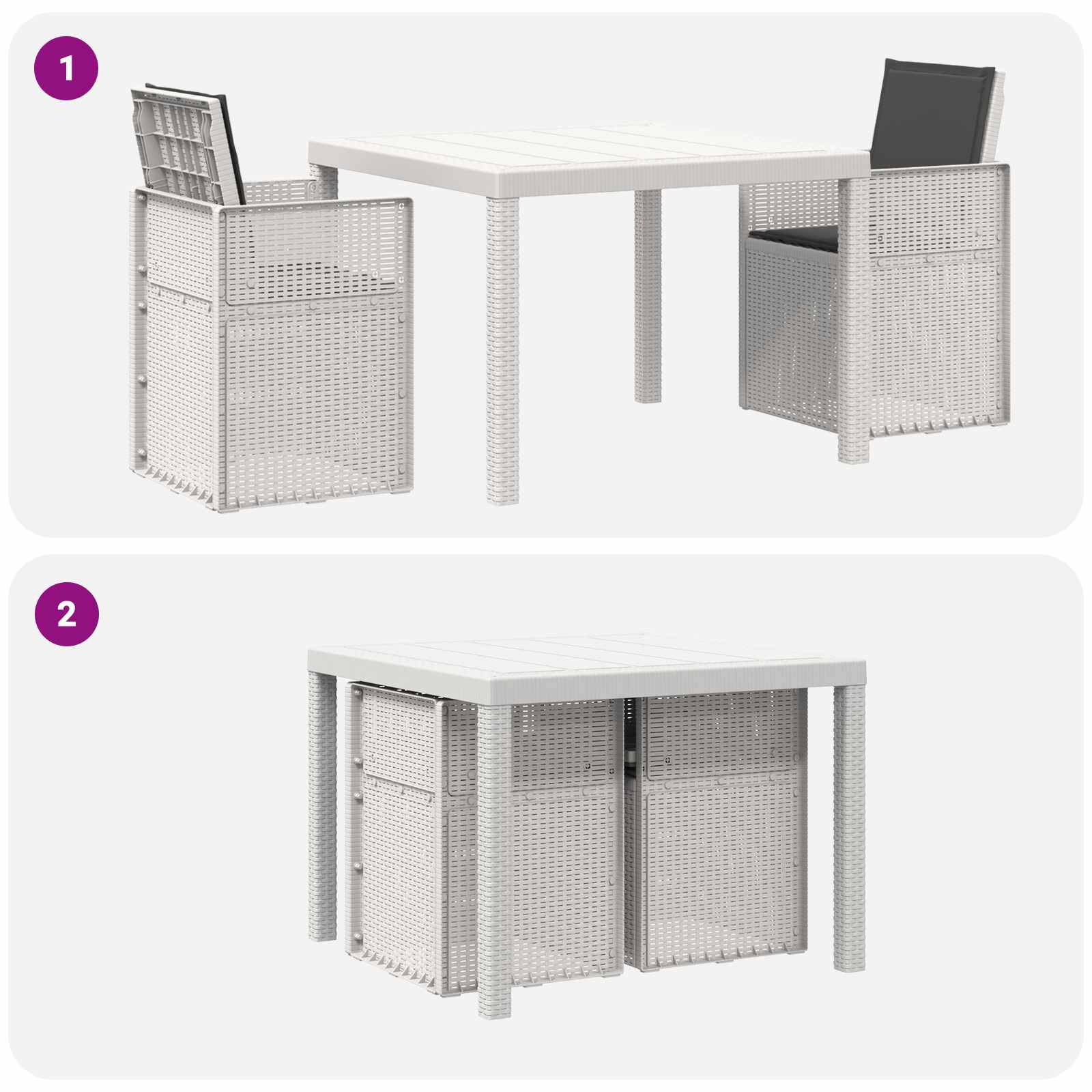Vidaxl - Ensemble de salle à manger pour jardin 3 pcs-Salons de jardin Blanc et anthracite - Image 7