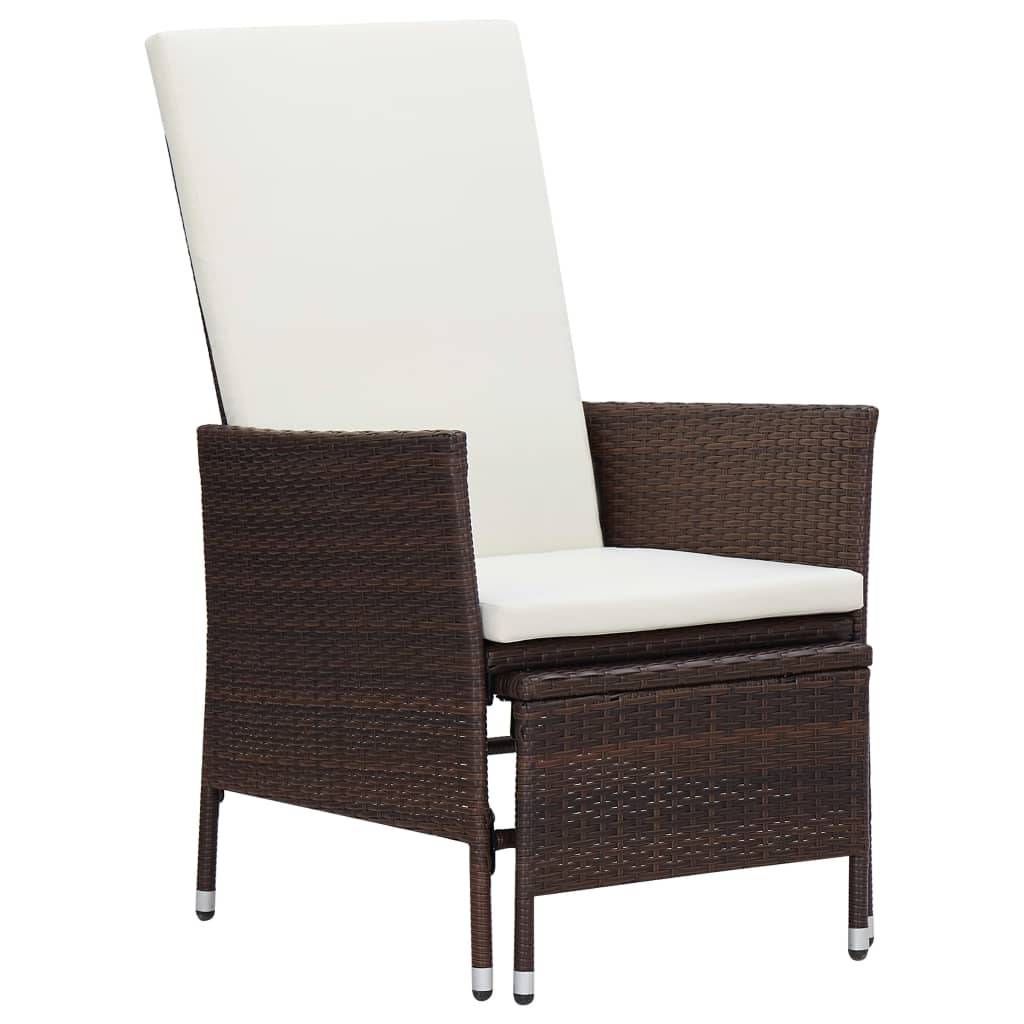 Fauteuil de Jardin Inclinable Résine Tressée avec Table Basse Marron – ComfortXL Outdoor Living - Image 2