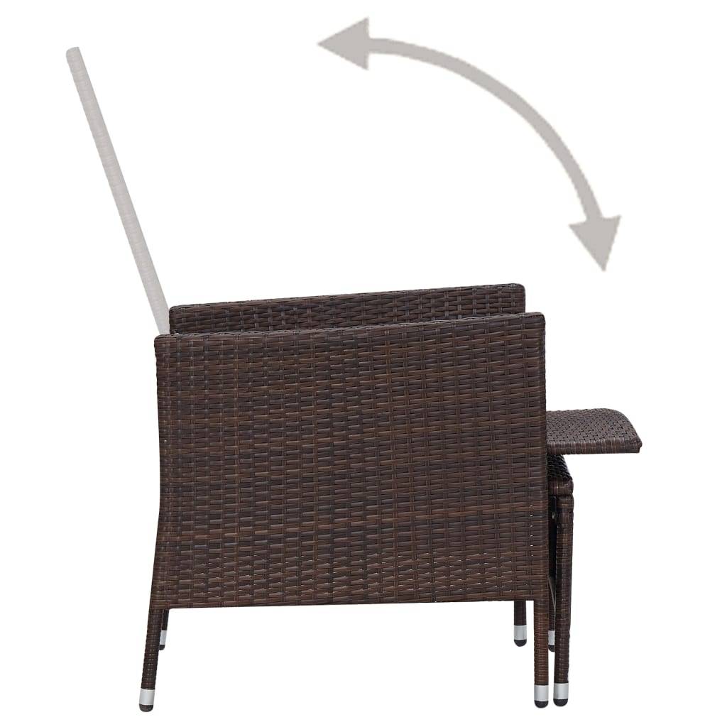 Fauteuil de Jardin Inclinable Résine Tressée avec Table Basse Marron – ComfortXL Outdoor Living - Image 6