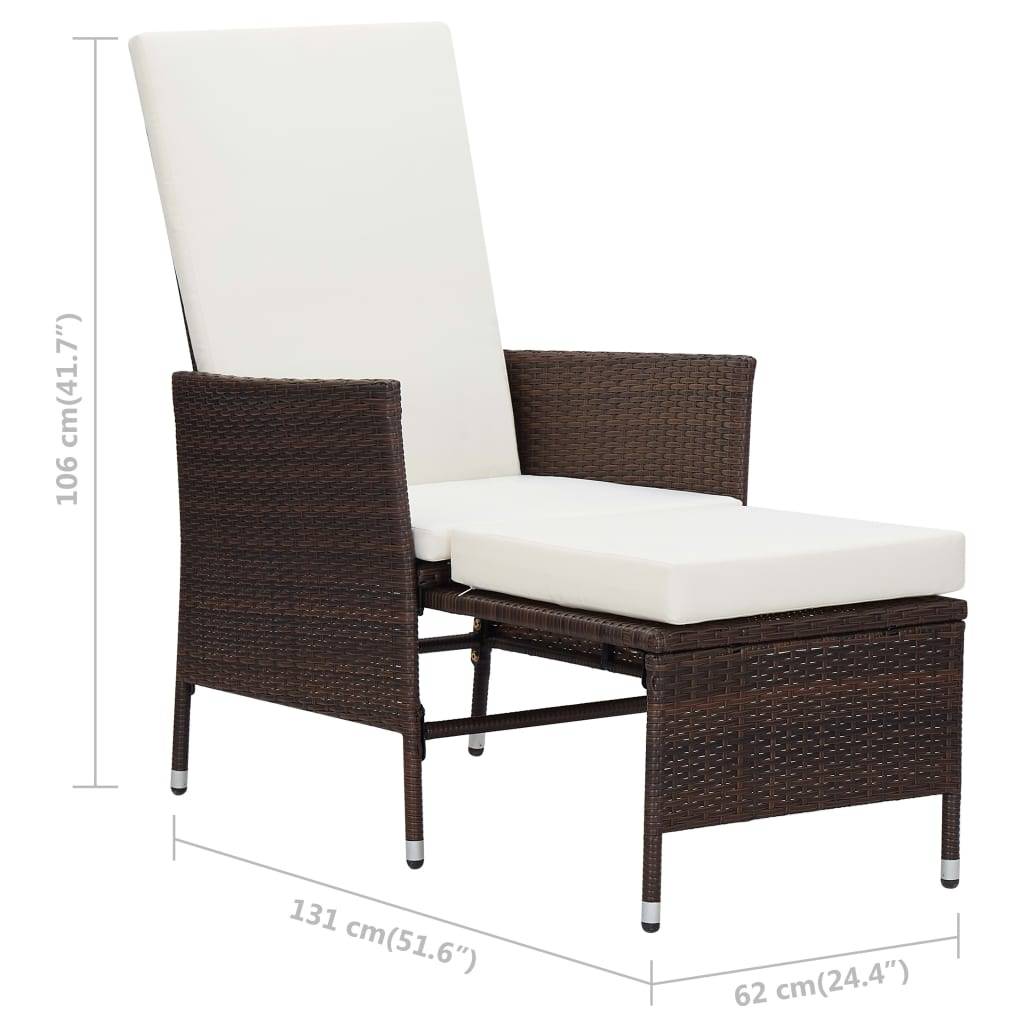 Fauteuil de Jardin Inclinable Résine Tressée avec Table Basse Marron – ComfortXL Outdoor Living - Image 4