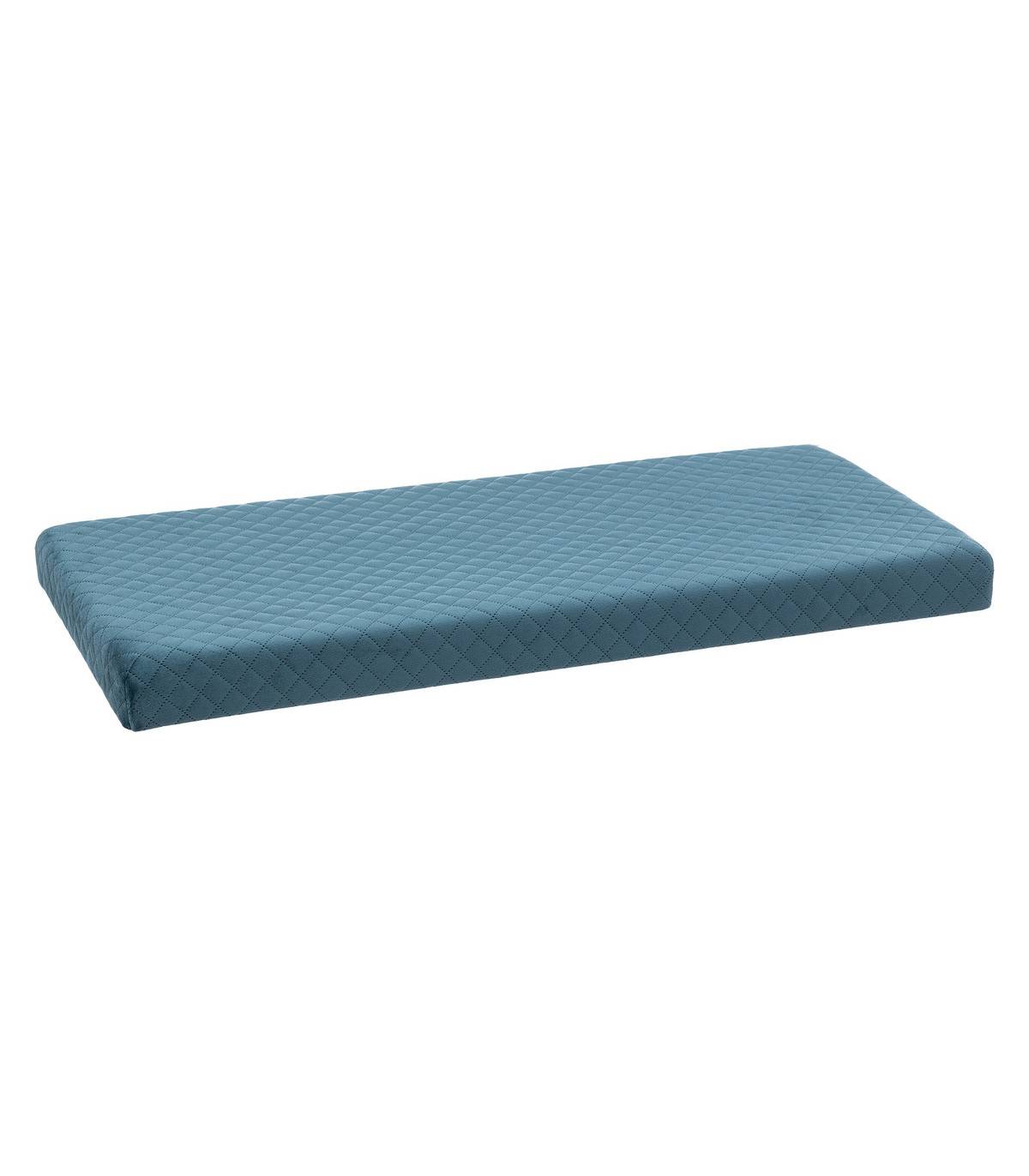 2 en 1 Pouf pliant double et Coffre de rangement en Velours Bleu 76 x 38 cm - Imagen 3