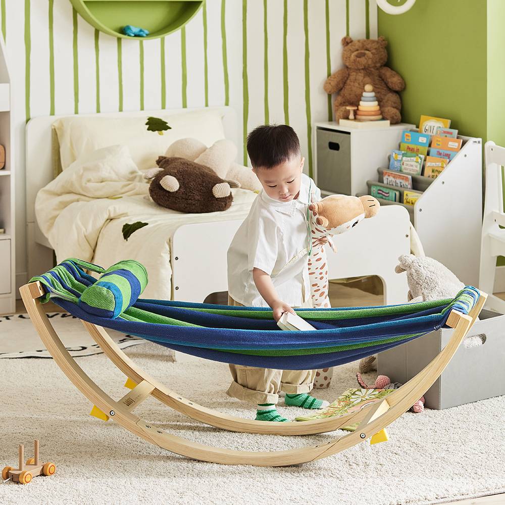 Hamac Enfant Chaise Longue L.127 x l.62 x H.47 cm SoBuy - Imagen 9