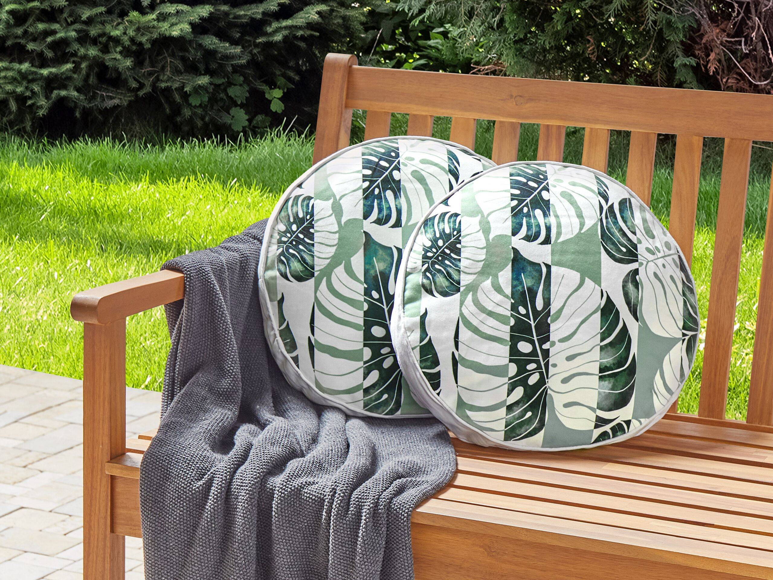 Beliani - Lot de 2 Coussins Décoratifs de Jardin Verts à Motif de Feuilles 40 x 40 cm Très Confortable pour l'Extérieur ou Intérieur Housses Amovibles - Imagen 2