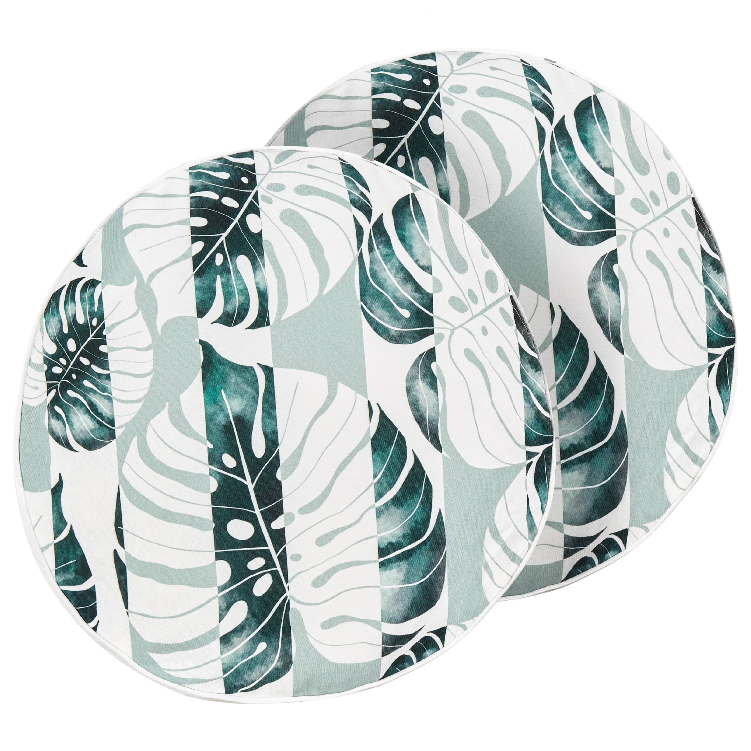 Beliani - Lot de 2 Coussins Décoratifs de Jardin Verts à Motif de Feuilles 40 x 40 cm Très Confortable pour l'Extérieur ou Intérieur Housses Amovibles - Imagen 1