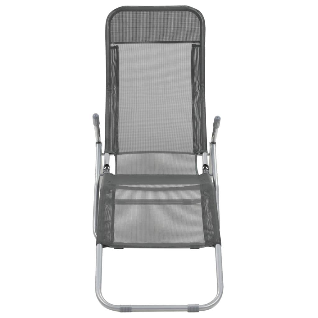 Helloshop26 - Chaises longues transat pliables 2 pices textilène anthracite - Imagen 3