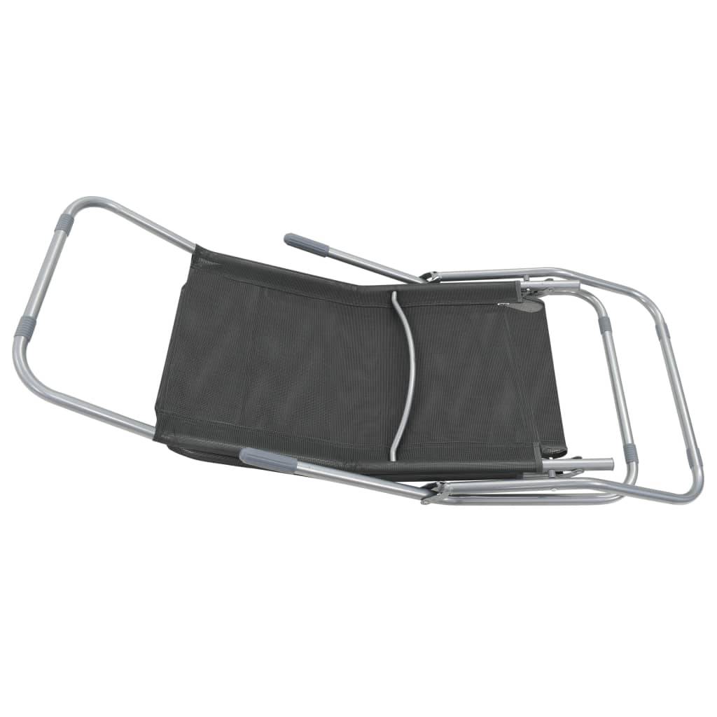 Helloshop26 - Chaises longues transat pliables 2 pices textilène anthracite - Imagen 5