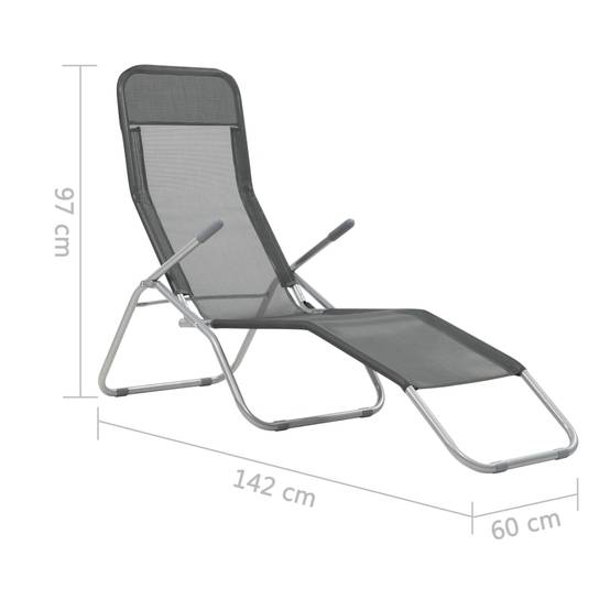 Helloshop26 - Chaises longues transat pliables 2 pices textilène anthracite - Imagen 8