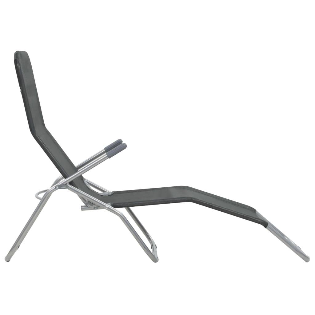 Helloshop26 - Chaises longues transat pliables 2 pices textilène anthracite - Imagen 6