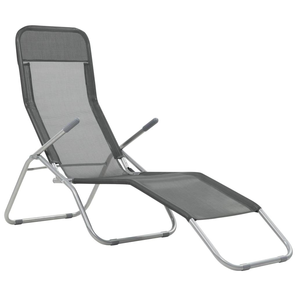 Helloshop26 - Chaises longues transat pliables 2 pices textilène anthracite - Imagen 2