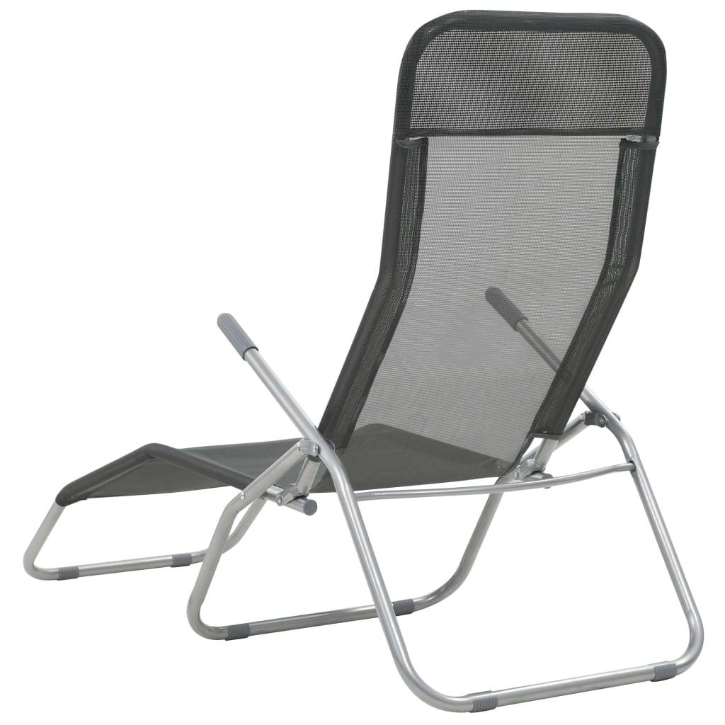 Helloshop26 - Chaises longues transat pliables 2 pices textilène anthracite - Imagen 4