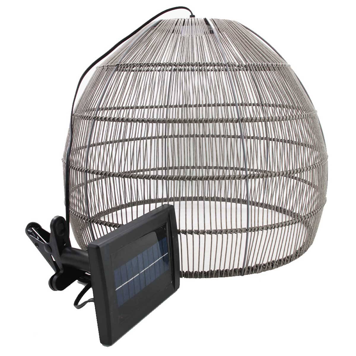 Lumisky - Suspension solaire naturel MAIDO Gris Poly rotin H42cm - Imagen 1