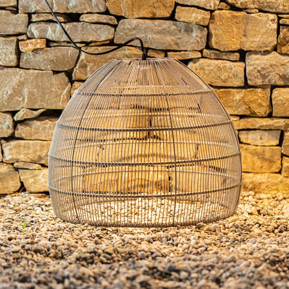 Lumisky - Suspension solaire naturel MAIDO Gris Poly rotin H42cm - Imagen 3