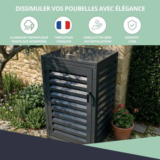 Cache Poubelle Extérieur Simple en Aluminium thermolaqué - Abri pour 1 conteneur 240 Litres – Gris anthracite RAL 7016 - Image 7