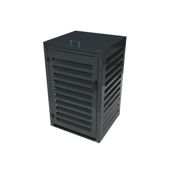 Cache Poubelle Extérieur Simple en Aluminium thermolaqué - Abri pour 1 conteneur 240 Litres – Gris anthracite RAL 7016 - Image 1
