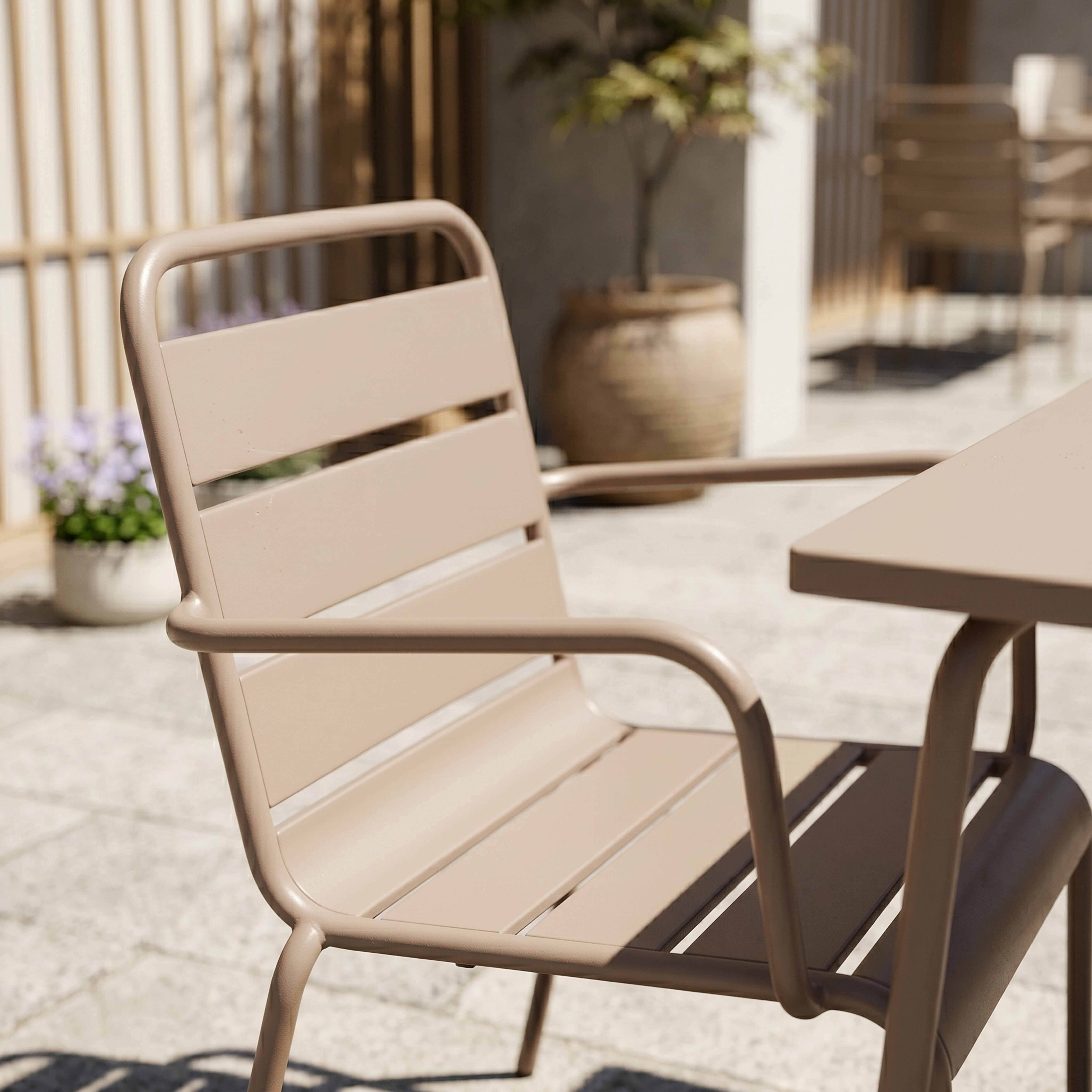Oviala - Ensemble table de jardin bistrot et 2 fauteuils acier taupe Palavas - Oviala - Imagen 5
