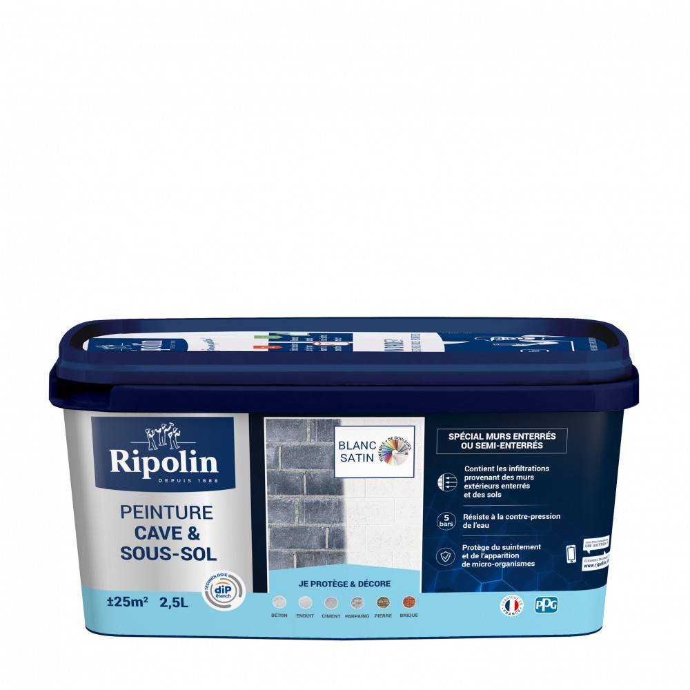 Ripolin - Peinture cave et sol Rip etanch, RIPOLIN blanc 2.5 l