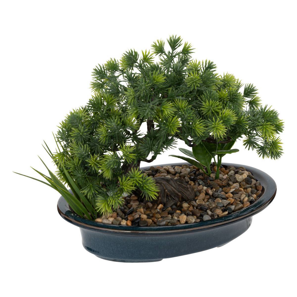 Atmosphera - Bonsaï artificiel "Jiling" en céramique & galet H26cm bleu - Atmosphera Créateur d'intérieur - Imagen 1