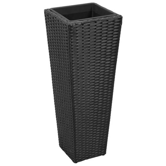 3 pcs Jardinières - Lits surélevés de jardin - Pots de fleus Résine tressée Noir-JU2325 - Image 4