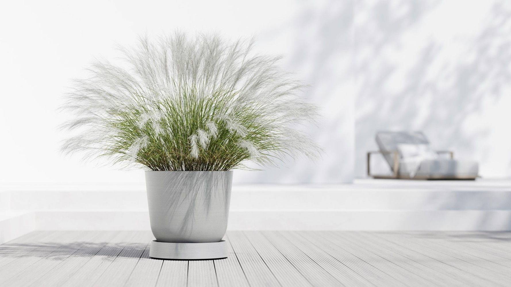 Ecopots - Support à roulettes Wheels Oslo 55 Blanc Gris - Ø 50 x H. 10,5 cm ECOPOTS - Imagen 2