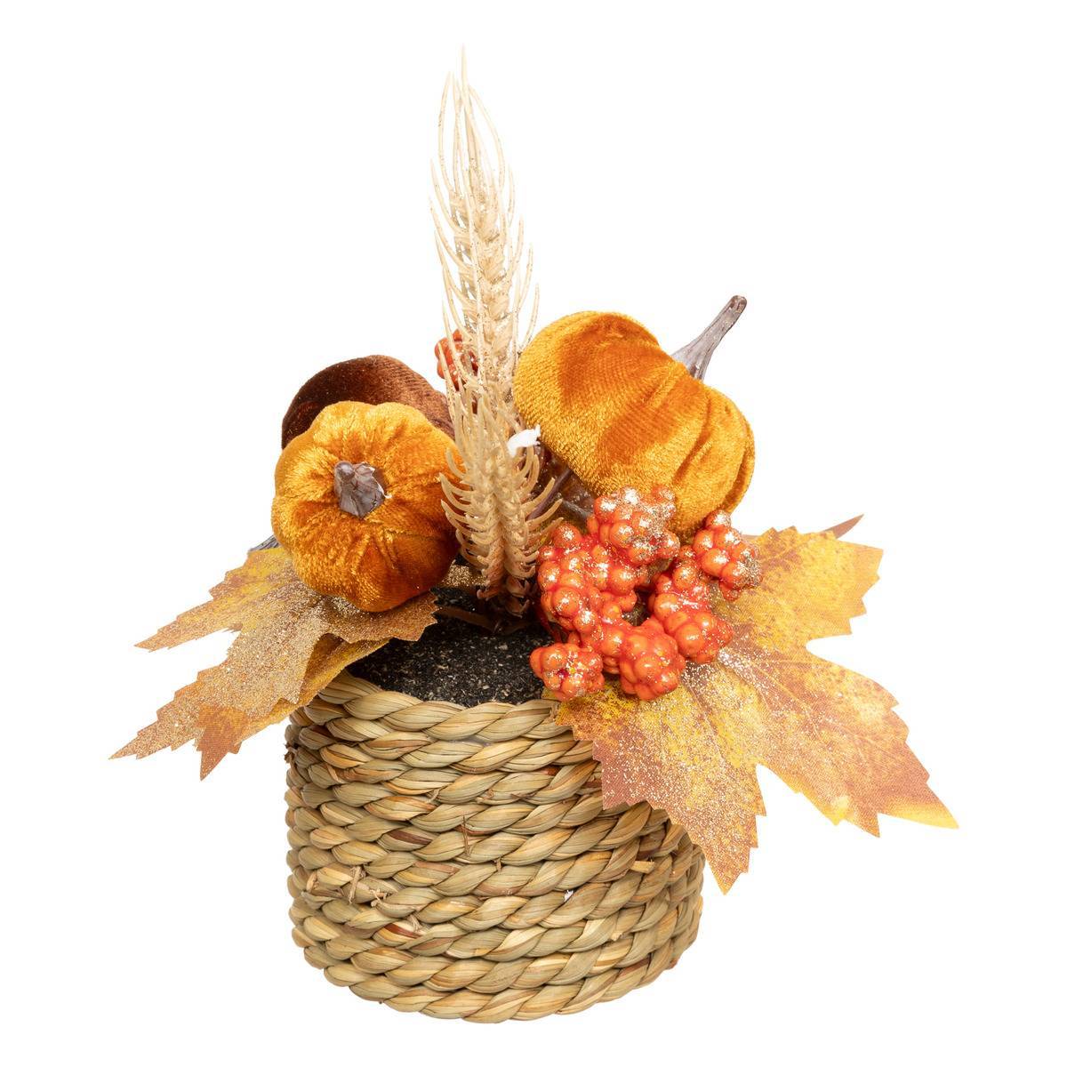 Feeric Christmas - Composition florale citrouille H. 17 cm - Feeric Lights & Christmas - Image 1