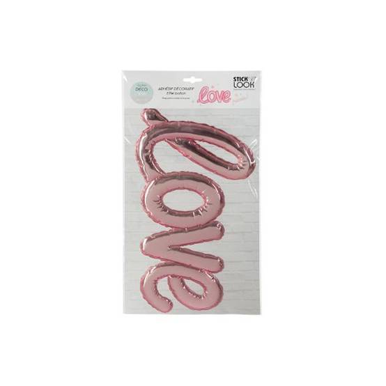 Sticker Ballon "Love" 24x47cm Rose - Image 2