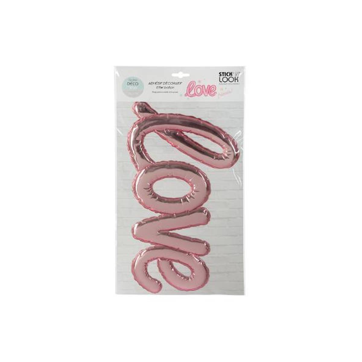 Sticker Ballon "Love" 24x47cm Rose - Image 2