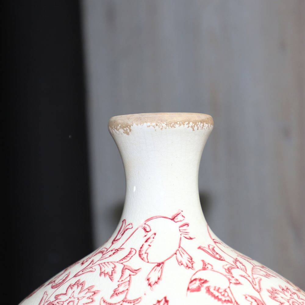 Jarre vase en céramique beige et bordeaux 27 x 17.5 x 33 cm Chemin de campagne - Imagen 4