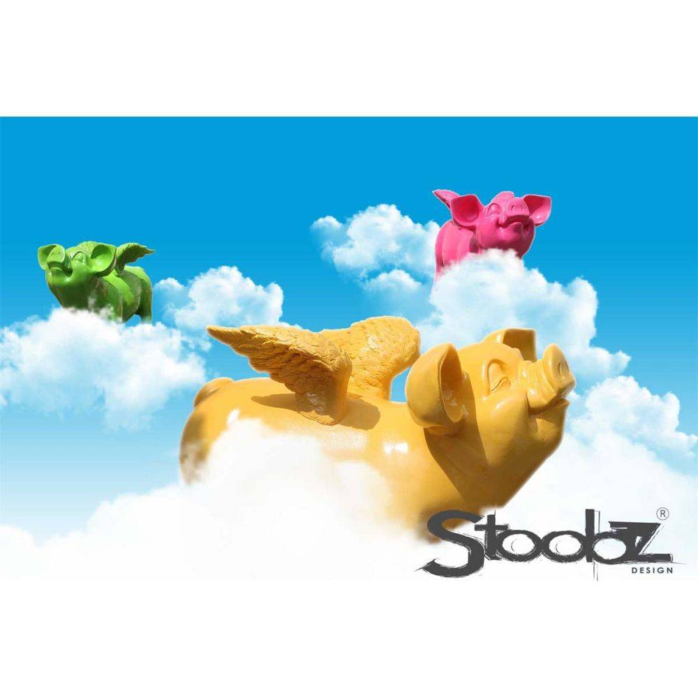 Stoobz - Tirelire cochon avec ailes en résine 14 x 25 x 15 cm Stoobz - Imagen 2