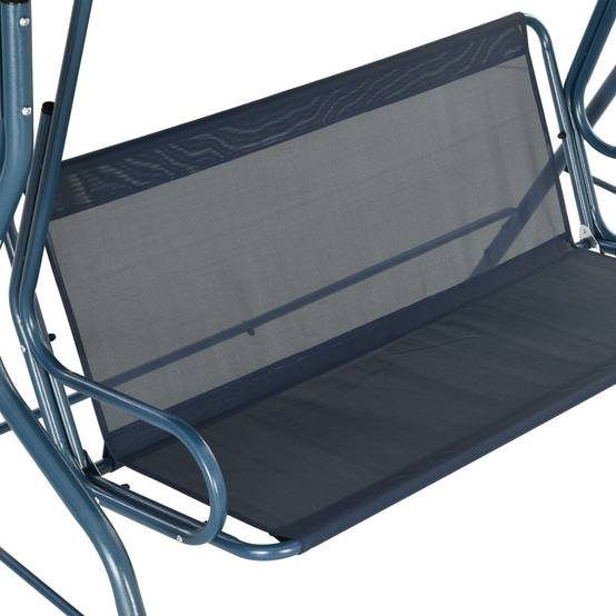 Balancelle de jardin 3 places acier pour terrasse toit inclinable coussins bleu blanc rayé - ComfortXL Outdoor Living - Image 10