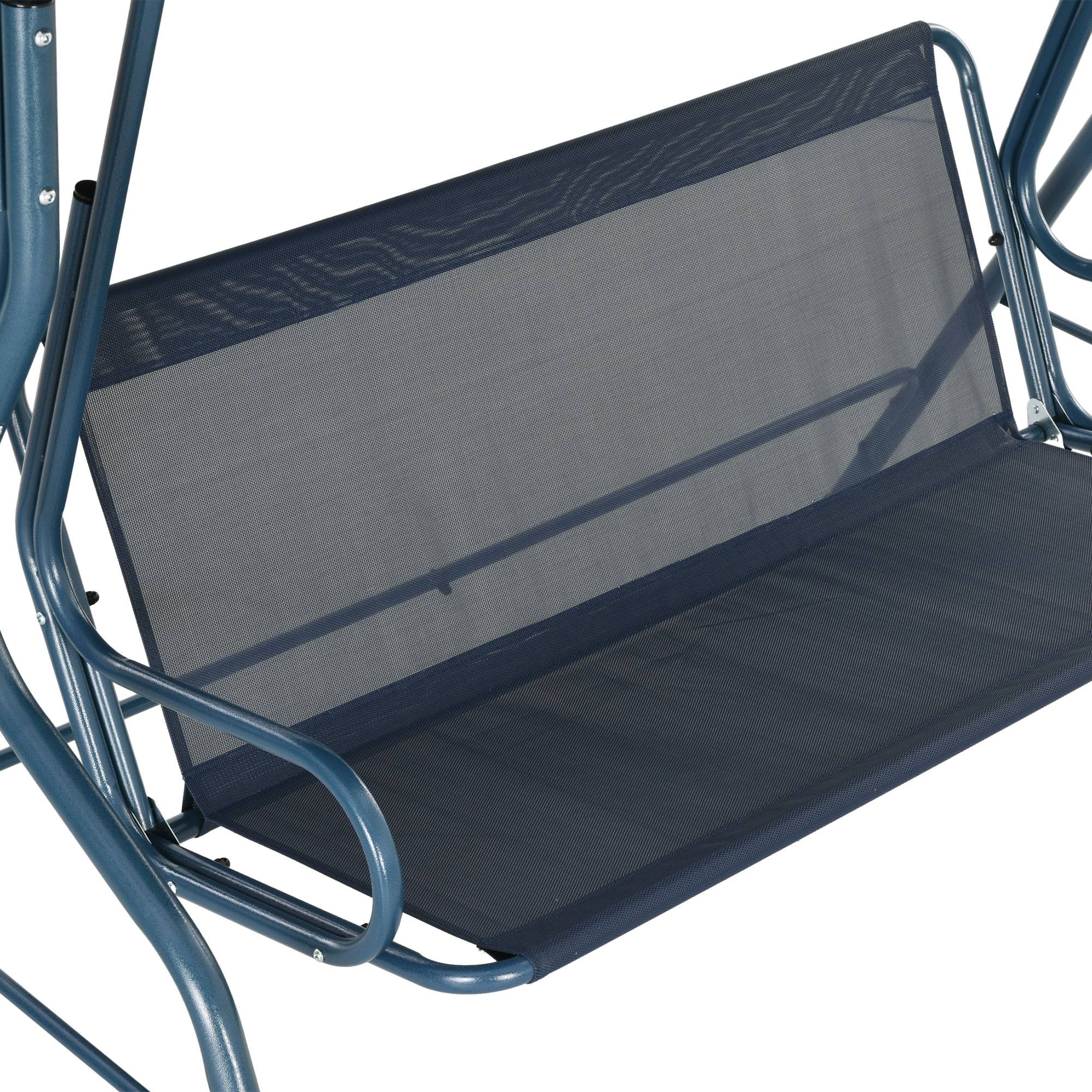 Balancelle de jardin 3 places acier pour terrasse toit inclinable coussins bleu blanc rayé - ComfortXL Outdoor Living - Image 10
