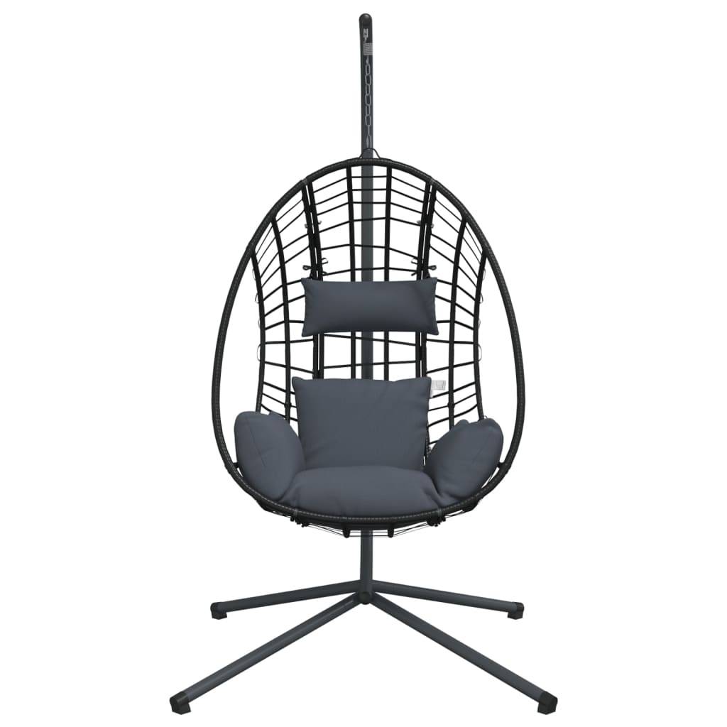 ComfortXL - Fauteuil Suspendu en Rotin Naturel et Acier avec Poignées Latérales et Coussins Lavables pour Salon de Jardin Anthracite – ComfortXL Outdoor Living - Image 4