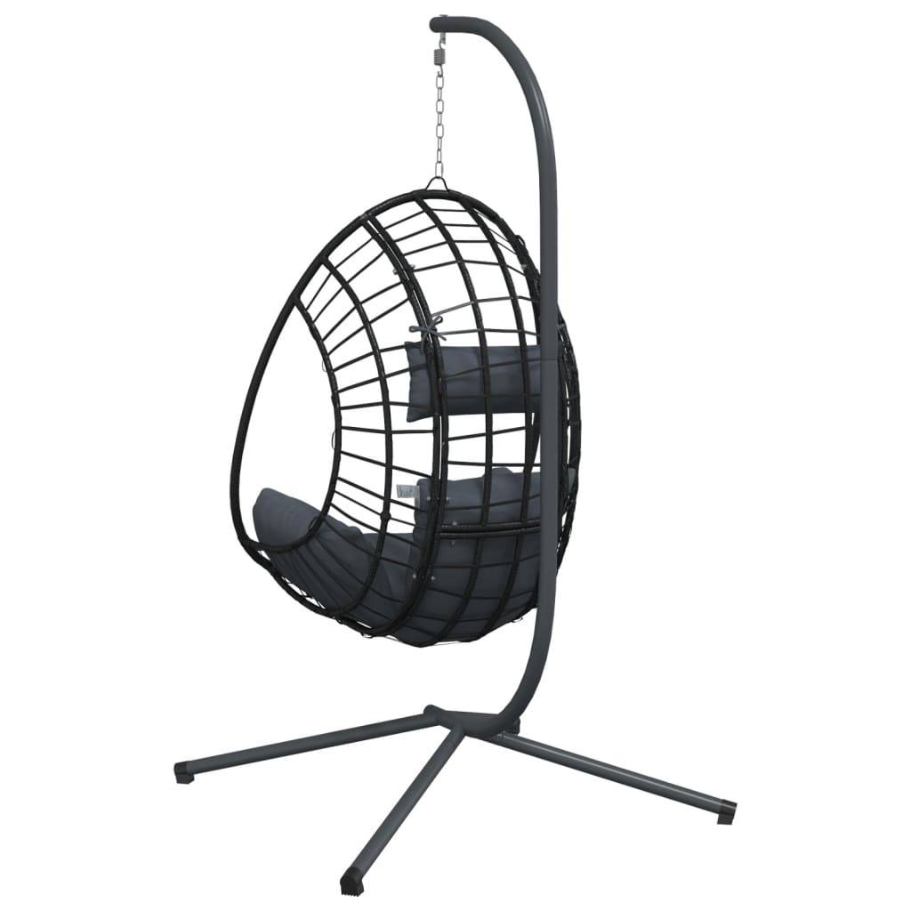 ComfortXL - Fauteuil Suspendu en Rotin Naturel et Acier avec Poignées Latérales et Coussins Lavables pour Salon de Jardin Anthracite – ComfortXL Outdoor Living - Image 6