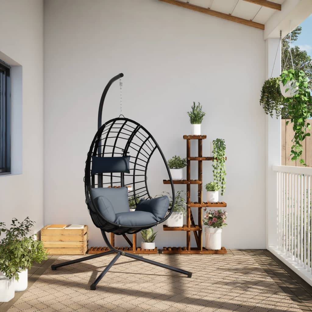 ComfortXL - Fauteuil Suspendu en Rotin Naturel et Acier avec Poignées Latérales et Coussins Lavables pour Salon de Jardin Anthracite – ComfortXL Outdoor Living - Image 3