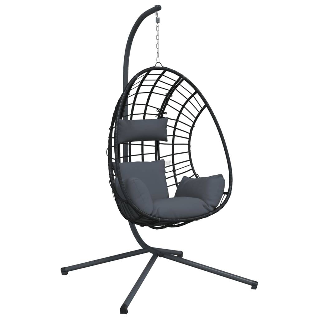 ComfortXL - Fauteuil Suspendu en Rotin Naturel et Acier avec Poignées Latérales et Coussins Lavables pour Salon de Jardin Anthracite – ComfortXL Outdoor Living - Image 2