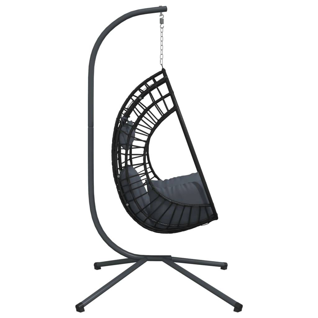 ComfortXL - Fauteuil Suspendu en Rotin Naturel et Acier avec Poignées Latérales et Coussins Lavables pour Salon de Jardin Anthracite – ComfortXL Outdoor Living - Image 5