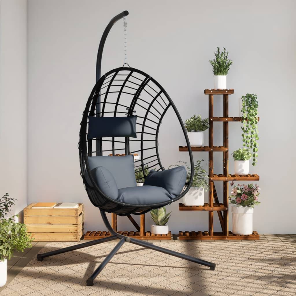 ComfortXL - Fauteuil Suspendu en Rotin Naturel et Acier avec Poignées Latérales et Coussins Lavables pour Salon de Jardin Anthracite – ComfortXL Outdoor Living - Image 1