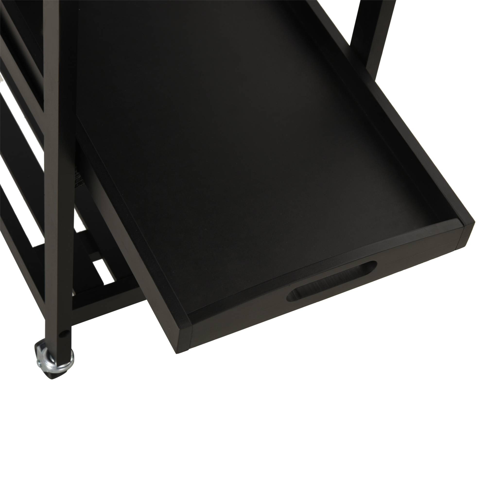 Chariot de Service desserte de Cuisine Table roulantes avec étagère rangement bouteille 60L x 40l x 85H cm Plateau en Acier INOX. Noir - Image 10