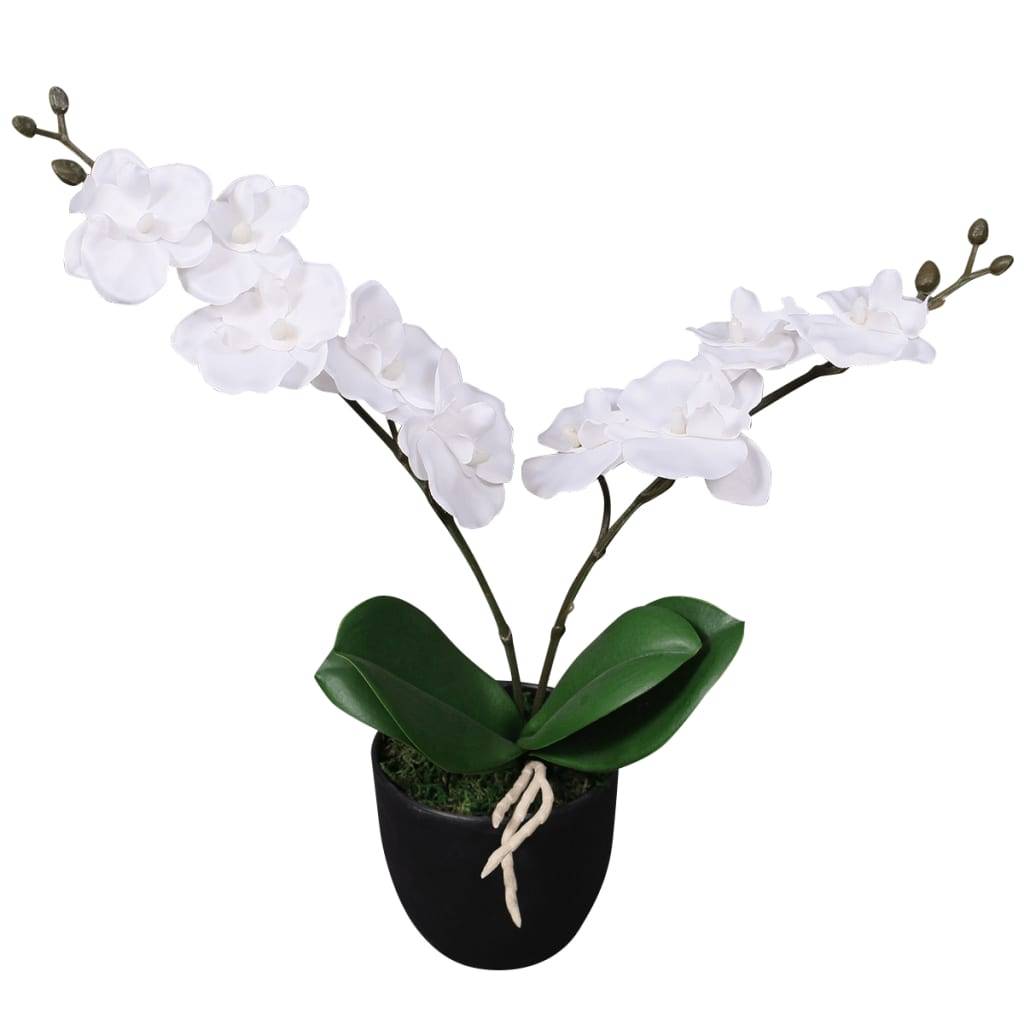 Autre - Plante artificielle avec pot Orchidée 30 cm Blanc - Image 1