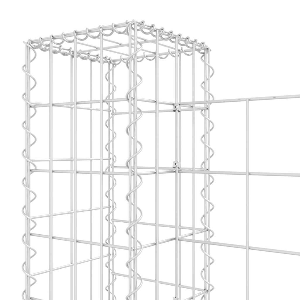 Panier de gabion en fer argenté 140 x 20 x 100 cm avec 2 poteaux - PANGIVO - Image 5