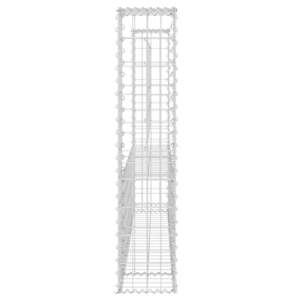 Panier de gabion en fer argenté 140 x 20 x 100 cm avec 2 poteaux - PANGIVO - Image 4