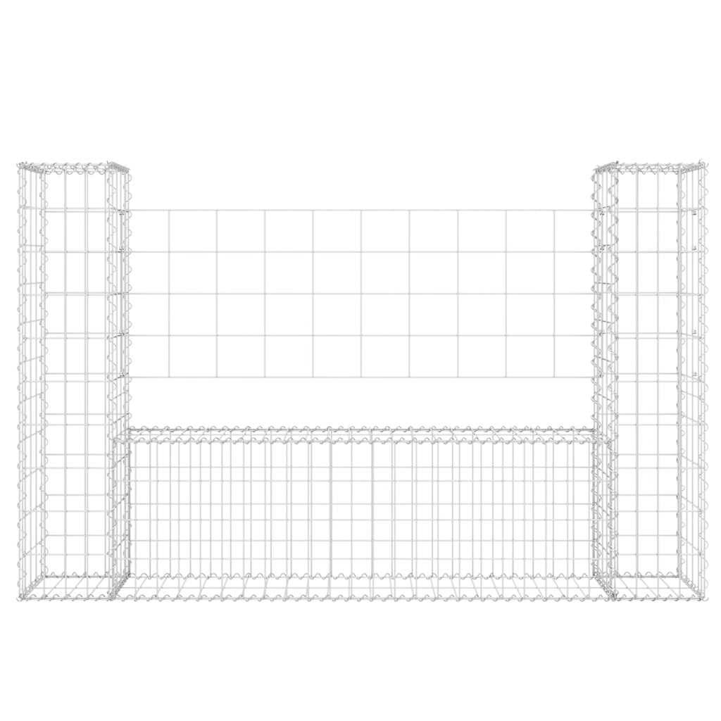 Panier de gabion en fer argenté 140 x 20 x 100 cm avec 2 poteaux - PANGIVO - Image 3