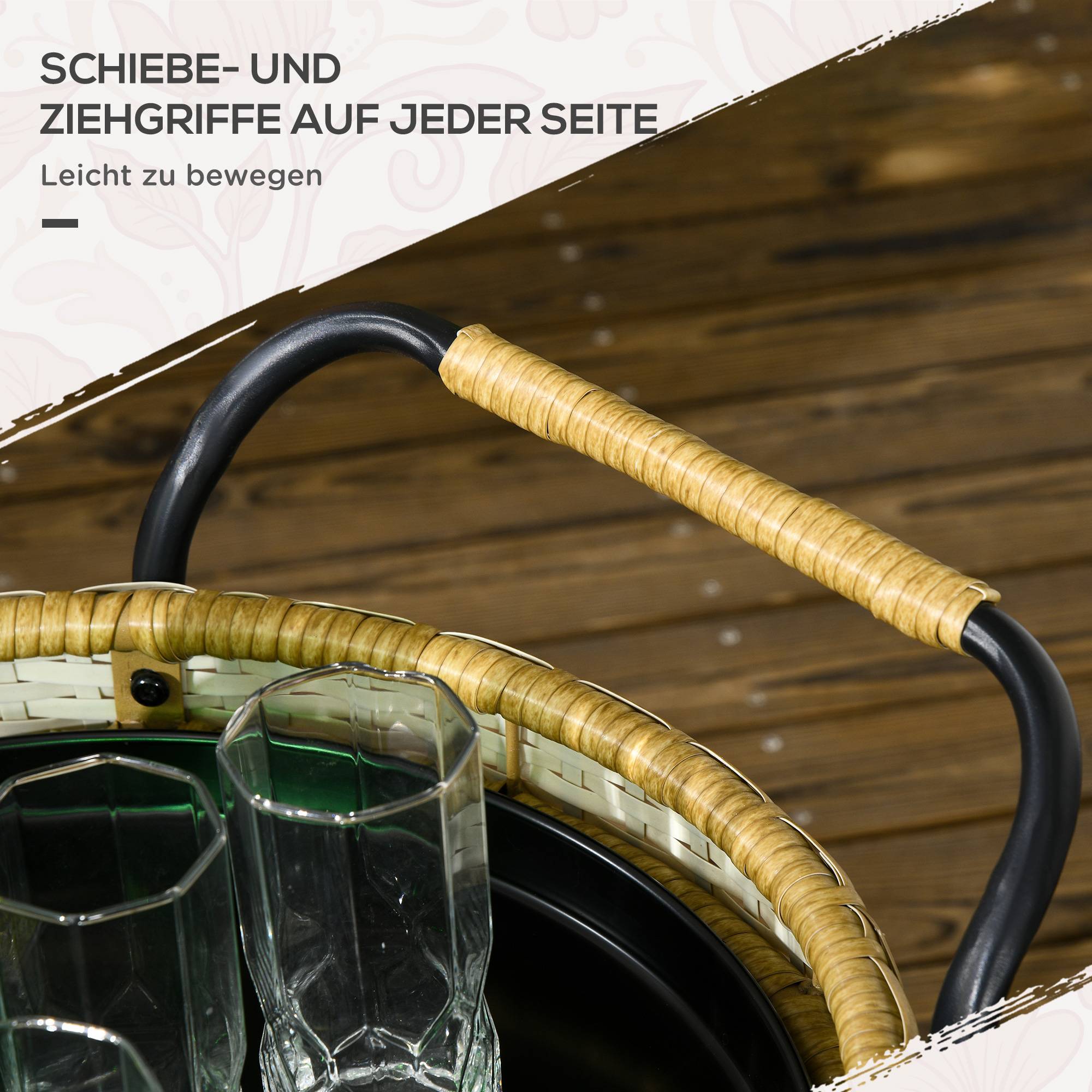 Desserte de jardin résine tressée jaune 50 x 50 x 66 cm - PANGIVO - Image 9