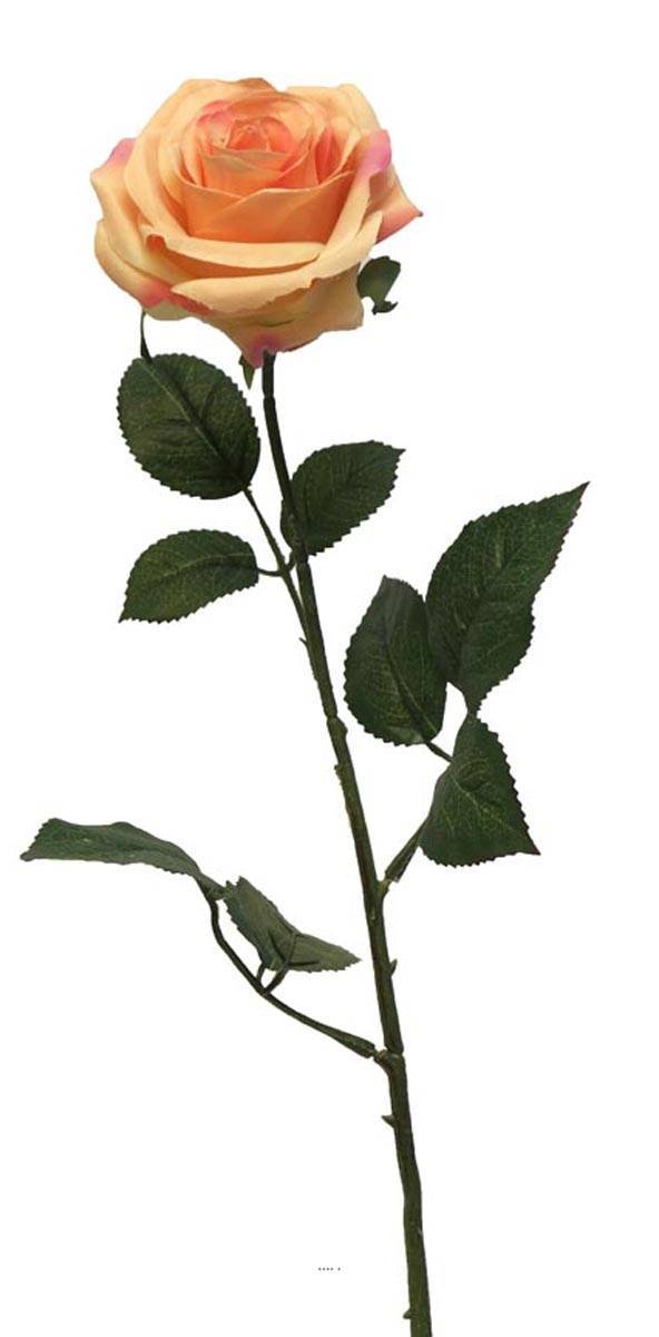 Artificielles - Rose factice Paris H64cm tête D9cm 12 feuilles tissu Rose saumon BEST - couleur: Rose saumon - Imagen 2