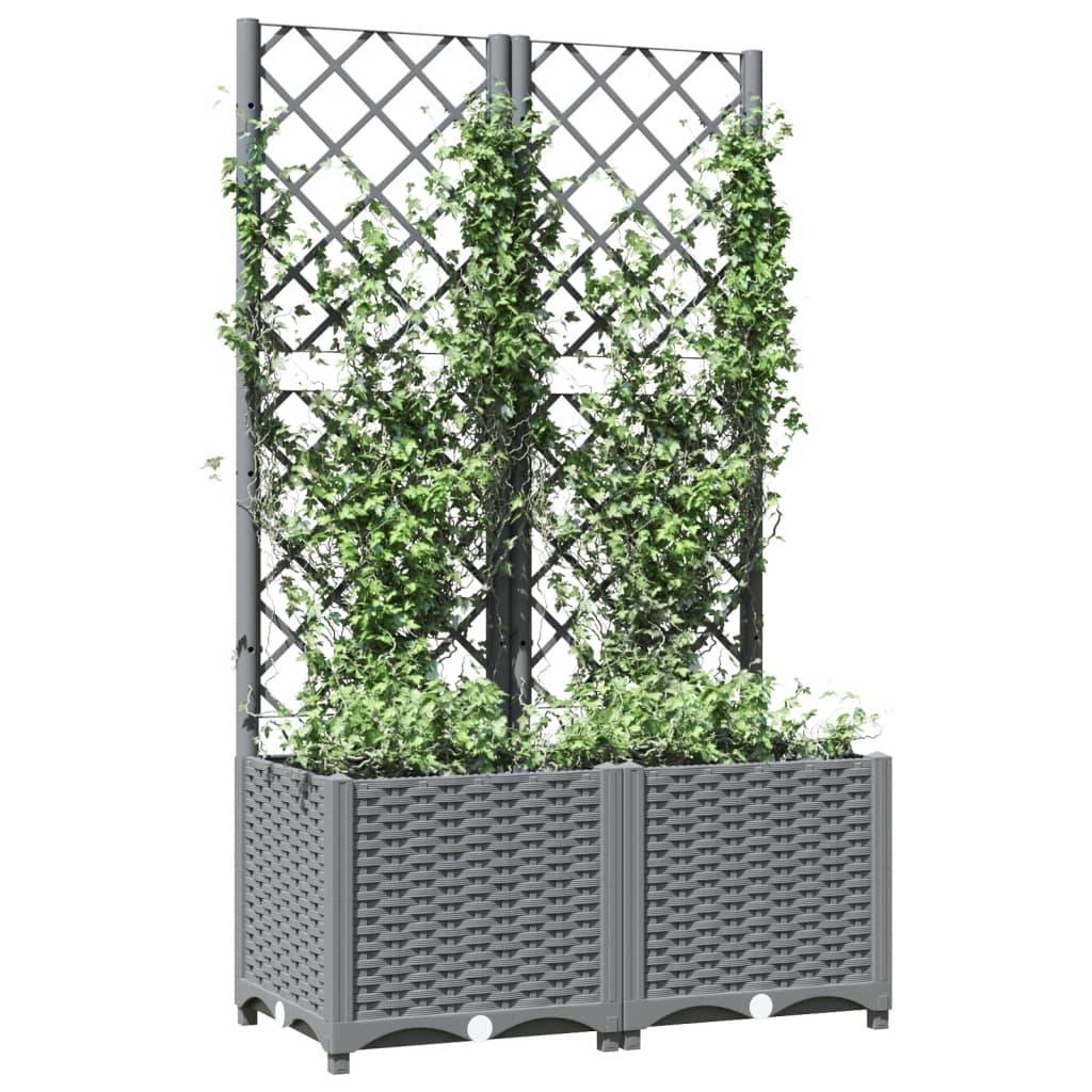 Jardinière avec treillis Gris clair 80 x 40 x 136 cm PP - PANGIVO - Image 3