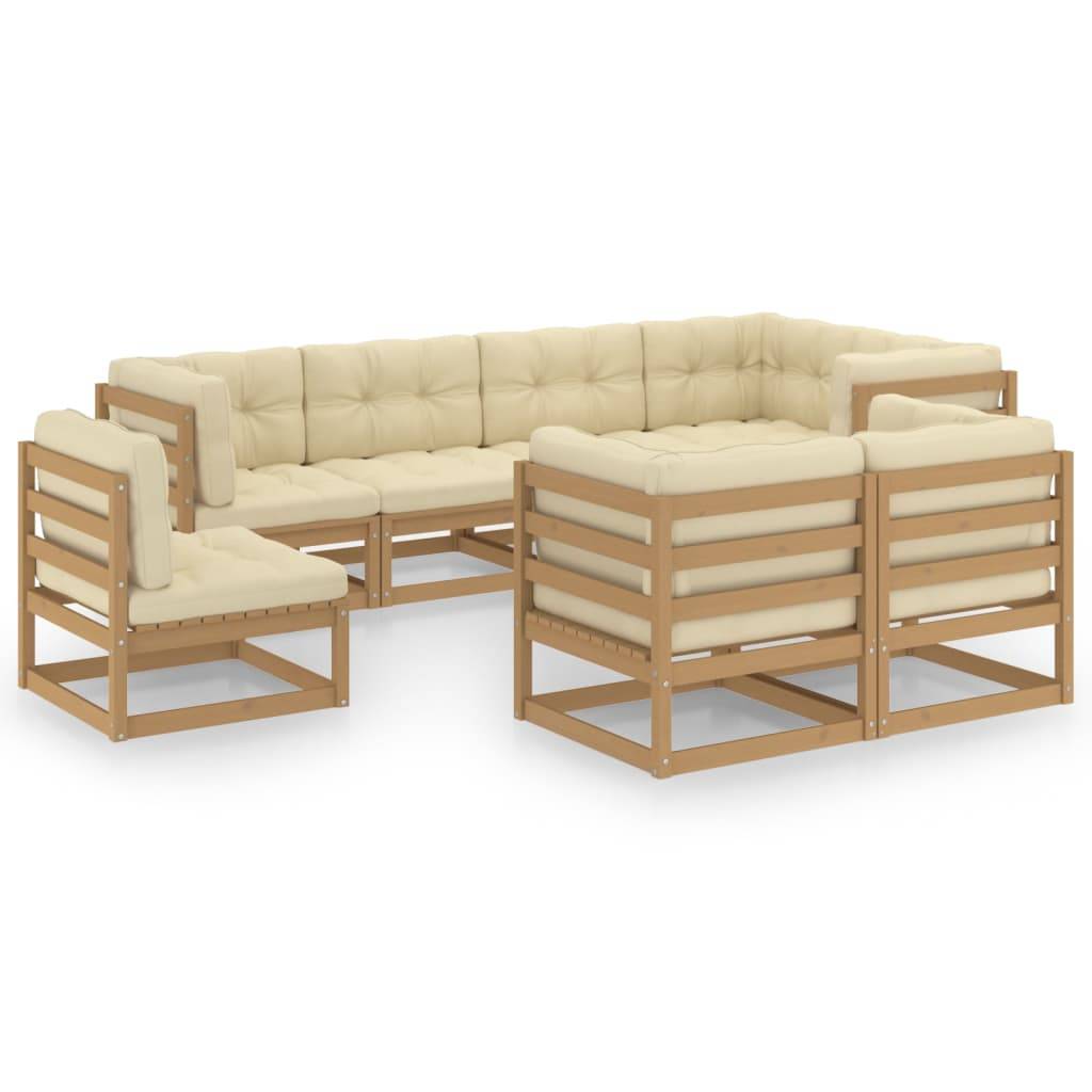 Helloshop26 - Salon de jardin meuble d'extérieur ensemble de mobilier 8 pièces avec coussins bois de pin massif - Imagen 1