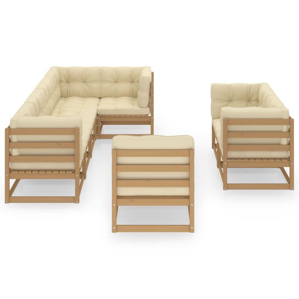 Helloshop26 - Salon de jardin meuble d'extérieur ensemble de mobilier 8 pièces avec coussins bois de pin massif - Imagen 2