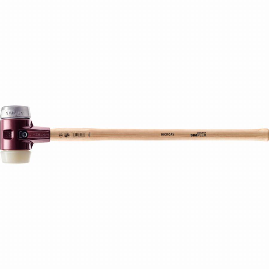 Marteau de frappeur HALDER SIMPLEX Nylon / métal doux avec boîtier en fonte malléable, manche en bois hickory de haute qualité - D=80 mm - 3089.081