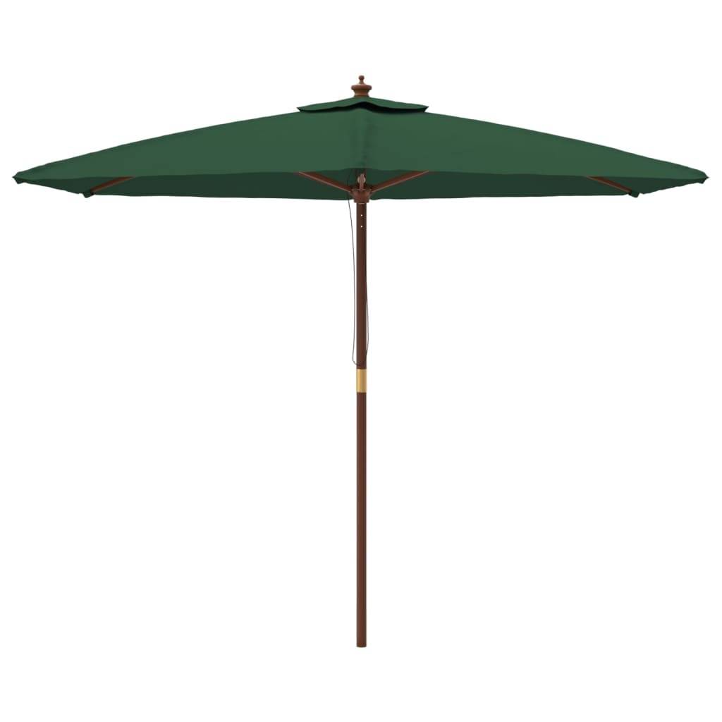 Helloshop26 - Parasol de jardin avec mât en bois 299 x 240 cm vert - Imagen 2