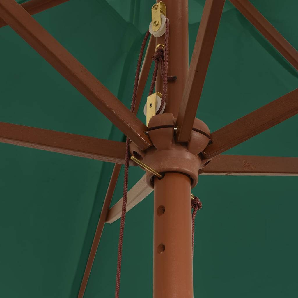 Helloshop26 - Parasol de jardin avec mât en bois 299 x 240 cm vert - Imagen 5